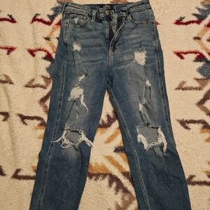 Hollister Ripped Blue Mom Jeans